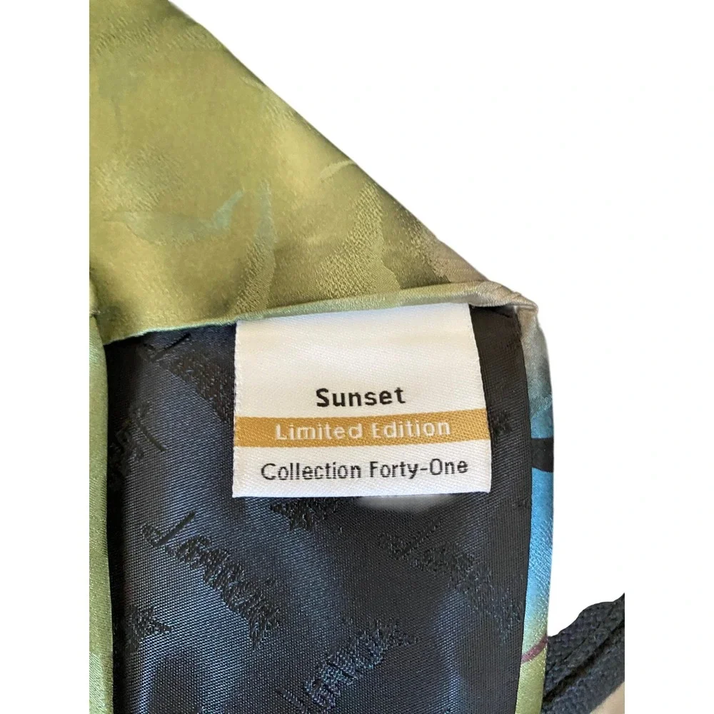J. Garcia Sunset Limited Edition‎ Collection 41 Silk Tie Green Blue Abstract Art
